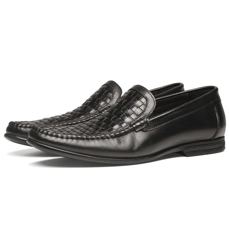 

Breathable Round Toe Man Moccasin Shoes Genuine Leather Slip on Casual Loafers Weaved Men's Comfortable Driving Footwear JS291