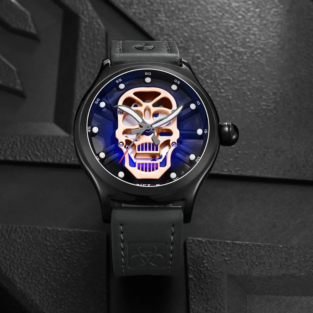 RISTOS Original Mens Sport Japan Quartz WristWatch Creativity SkulL Dial Luminous Clock Male Water Resistant Relogio Masculino | Наручные