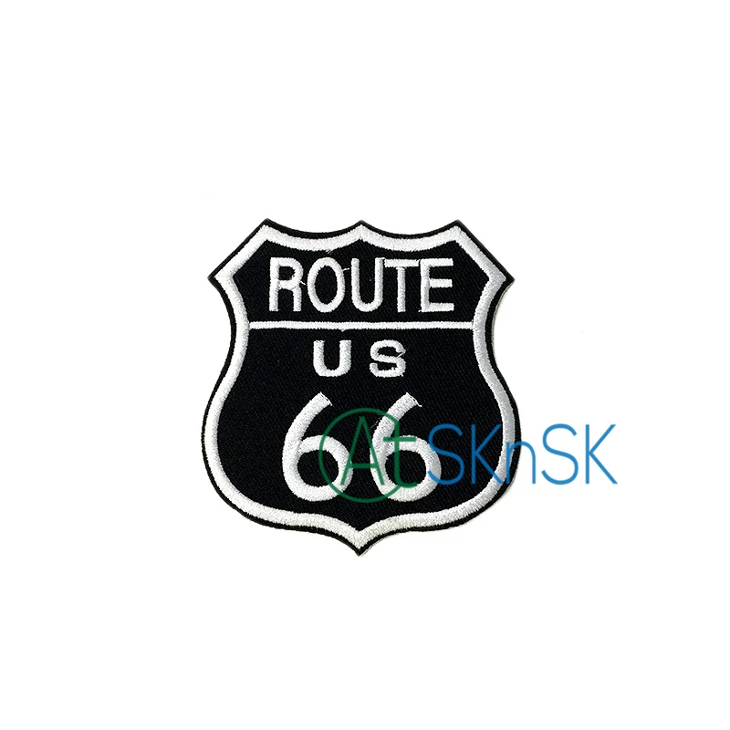 1 шт./лот US ROUTE 66 расшитая блестками Нашивка Американский мотив железная куртка