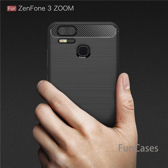 Для ASUS ZenFone 3 зум ZE553KL Z01HDA чехол из мягкого силикона TPU щеткой углеродного волокна