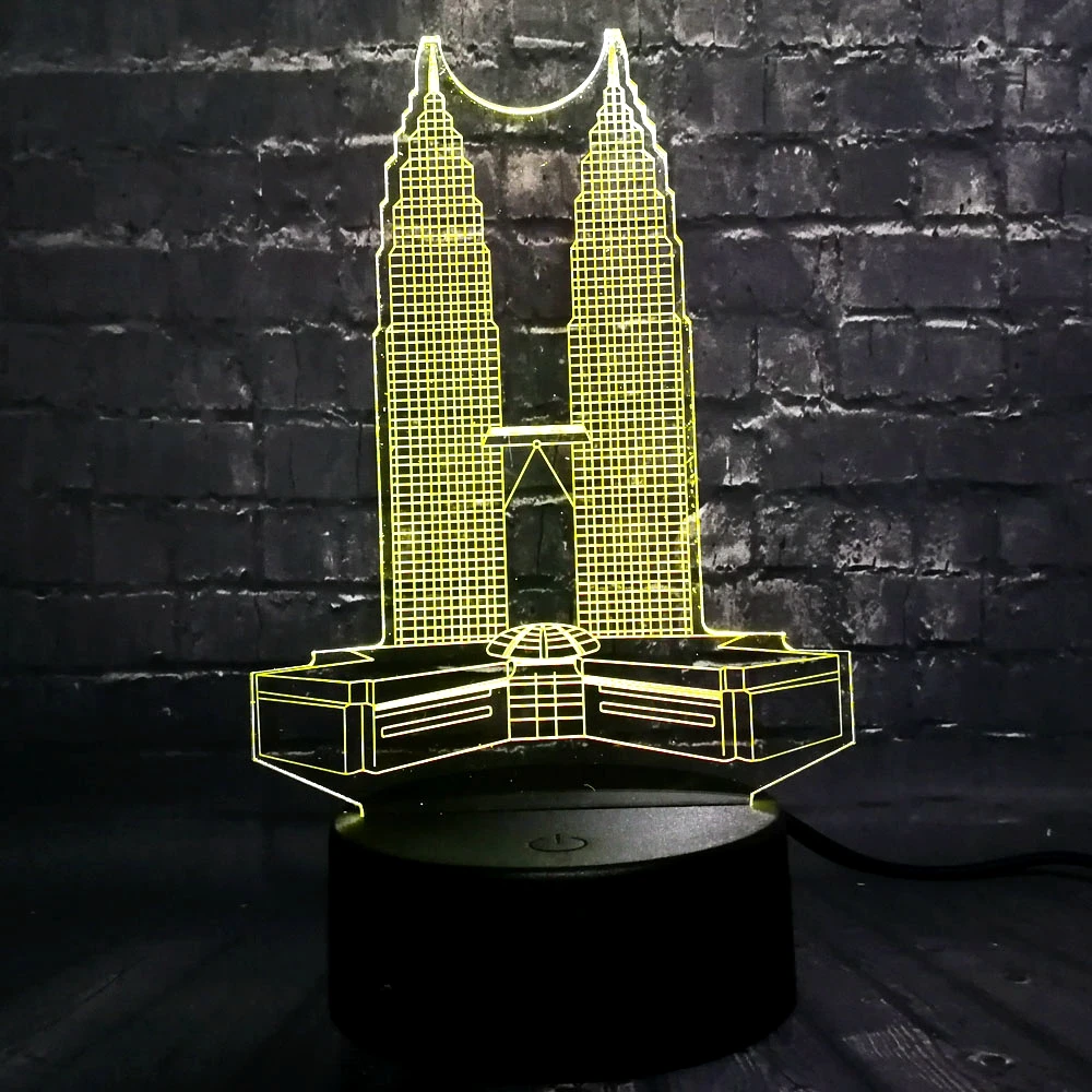 Креативный 3D Лава туристические аттракционы Малайзия Твин тауэрс светодиодный домашний декор для детской продукции настроение блеск Настольный ночной Светильник детский подарок