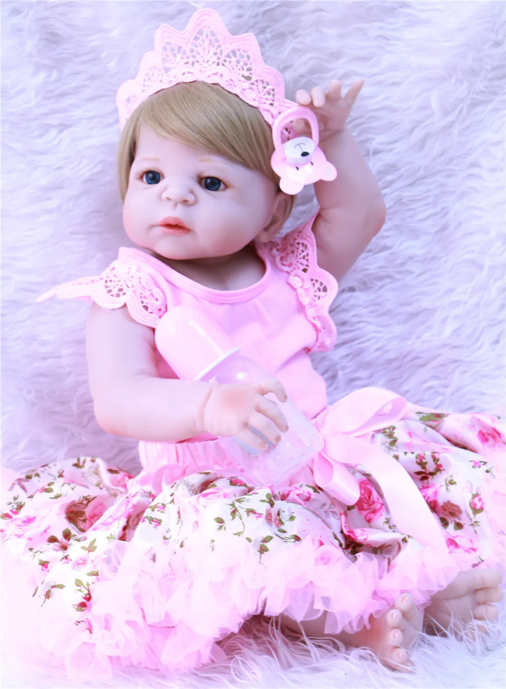 DollMai bebes reborn 23 &quotсиликоновые куклы для новорожденных девочек парик из светлых
