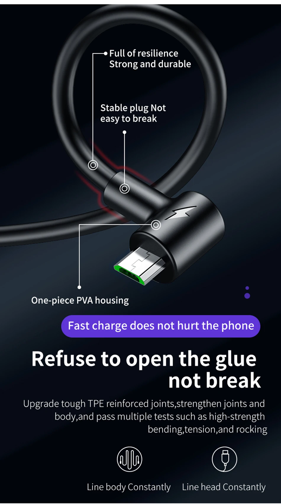 Micro USB кабель 90 градусов локоть нейлоновая оплетка 1 м 1,5 м 3 м Быстрая зарядка зарядное устройство кабели данных для samsung S7 Xiaomi Redmi Microusb