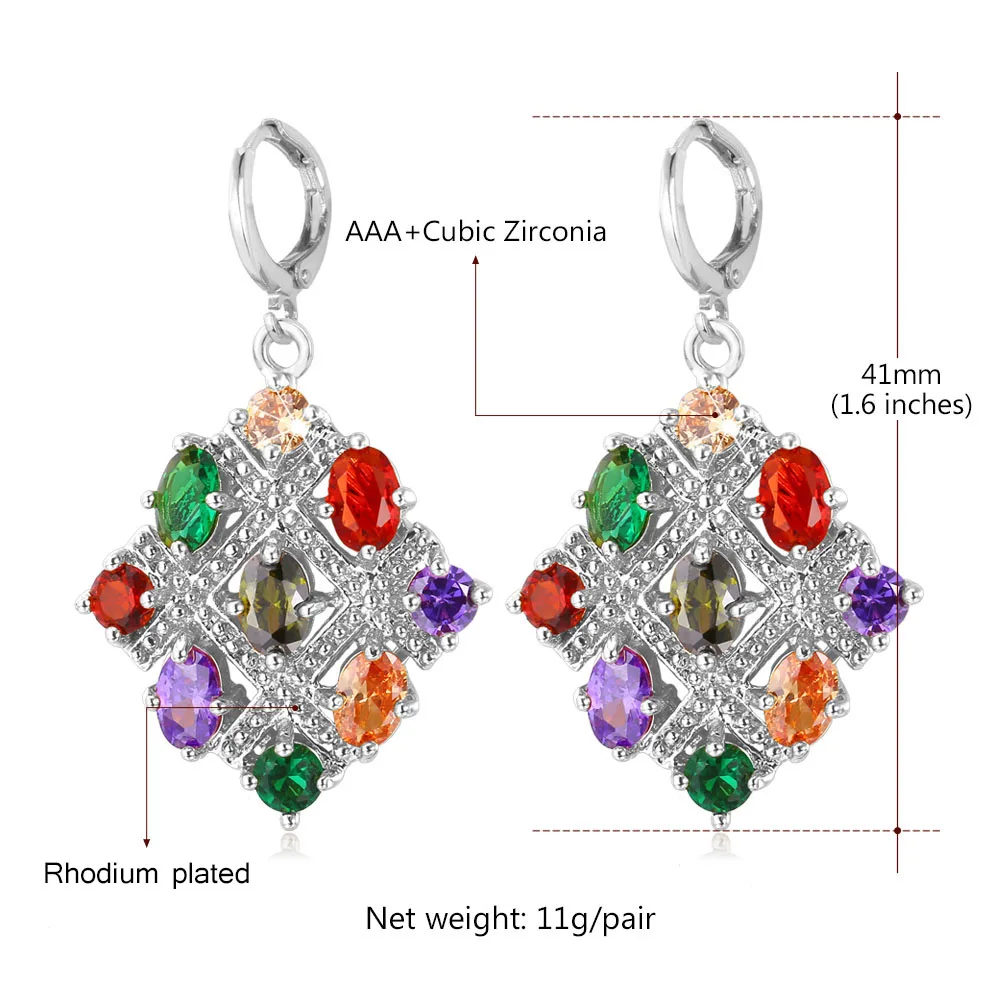 Mix-Color Crystal Earrings For Women Fashion Jewelry Yellow Gold Color Vintage AAA Cubic Zriconia Drop E1108 | Украшения и