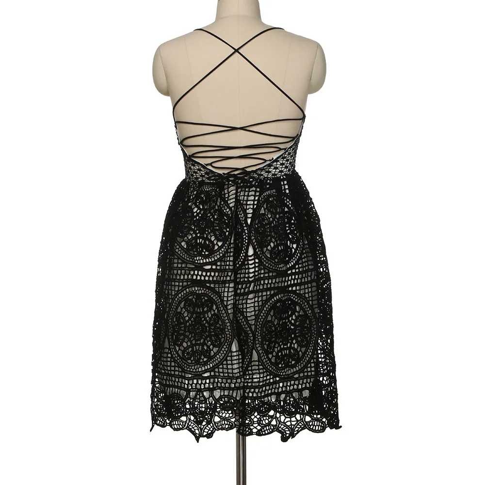 Платье страуса женское летнее однотонное без рукавов кружевное Формальное для