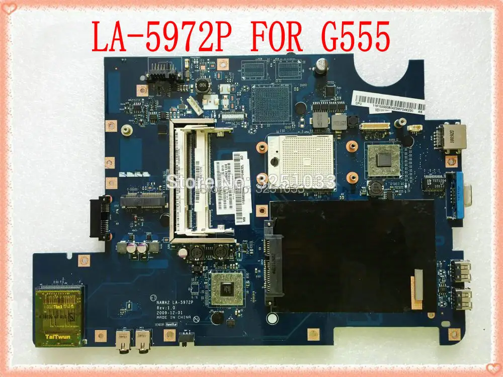 NAWA2 LA-5972P For lenovo G555 Notebook G555 Laptop Motherboard  LA-5972P Mainboard 100% tested Good