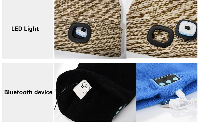 Зимняя шапка со светодиодной подсветкой и Bluetooth теплые шапочки для активного