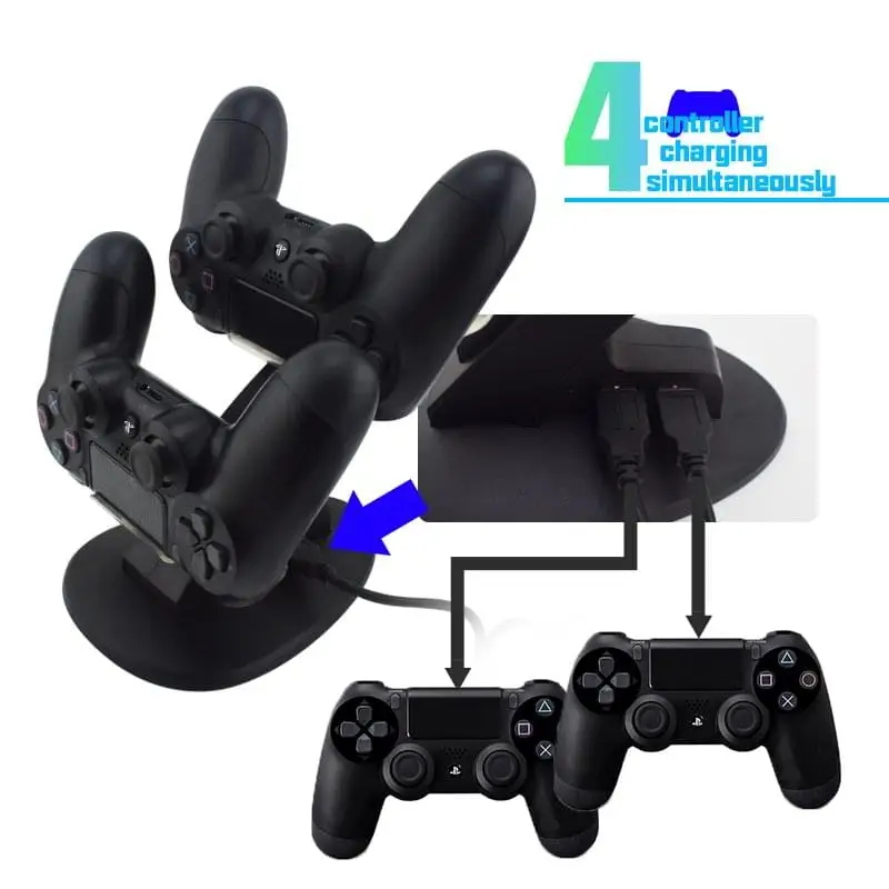 Ugame 4 порта USB Зарядное устройство для sony PS4/slim/pro контроллер Зарядное устройство станция Подставка с зарядным кабелем для Playstation 4/slim/pro