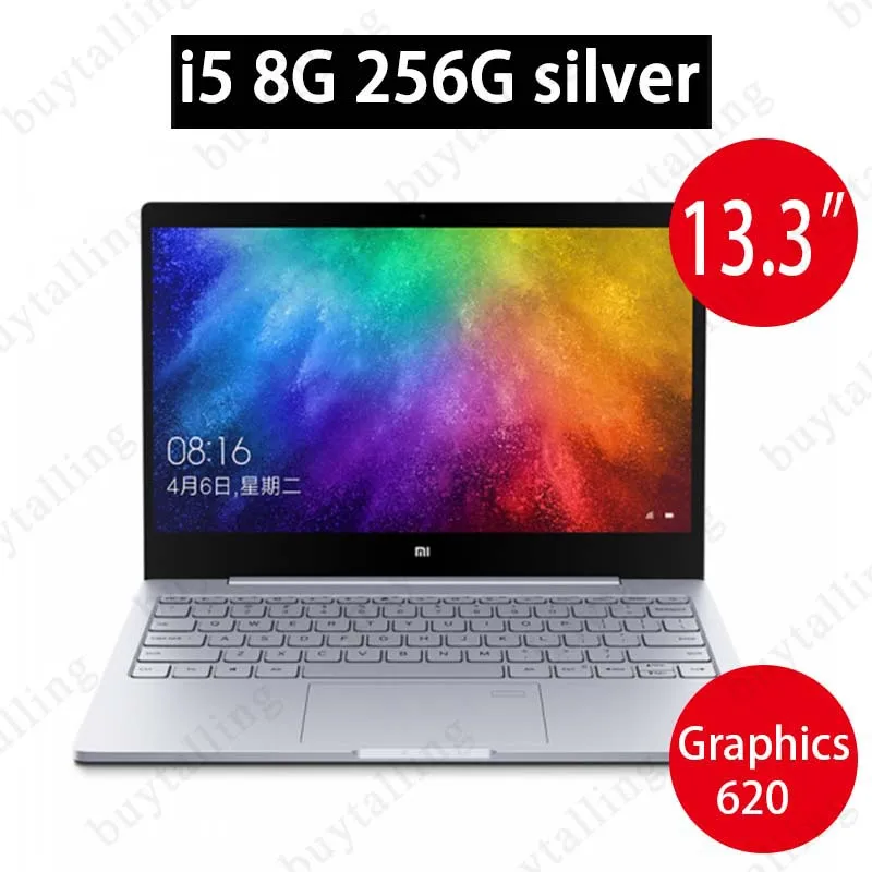 i5 8G 256G silver HD Xiaomi Mi ноутбук Air 13,3 дюймов ультрабук 8-поколения Intel Core i7/i5 2 ГБ графика 620 8 Гб 256 ГБ SSD четырехъядерный сканер отпечатков пальцев - Цвет: i5 8G 256G silver HD