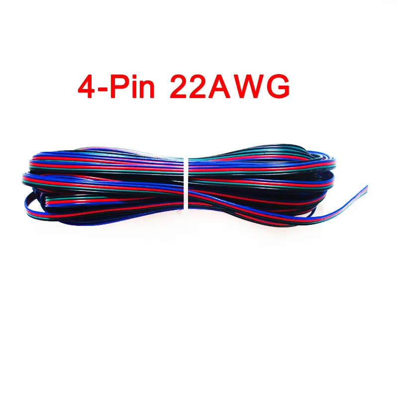 18AWG 20AWG 22AWG 5 м 10 м 20 м 2Pin 3Pin 4Pin 5Pin электрический удлинитель питания Соединительный кабель для светодиодной ленты - Цвет: 22AWG 4Pin