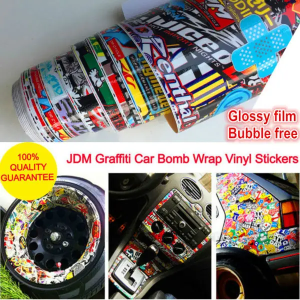 

33*130 cm Glossy Vinyl Stickers on Cars JDM Graffiti Car Sticker Bomb Wrap Stickers Motorcycle Accessories Decals Car Styling