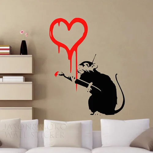 Бэнкси художник крыса стены Стикеры дома Арт Декор Наклейка для Настенные обои