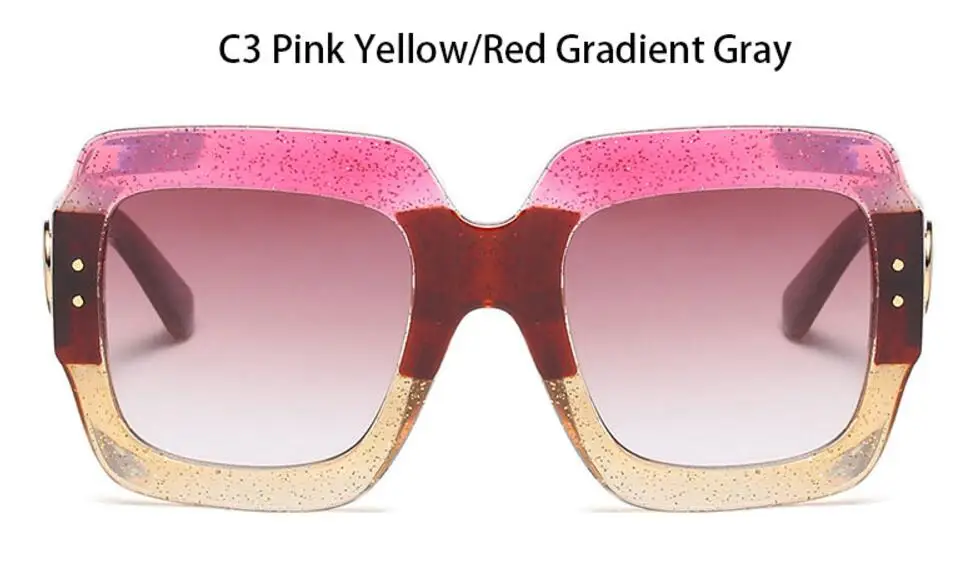 C3 red gradient gray Модные квадратные солнцезащитные очки больших размеров оттенков, роскошные брендовые дизайнерские женские красные зеленые солнцезащитные очки, женские трендовые летние очки - Цвет линз: C3 red gradient gray