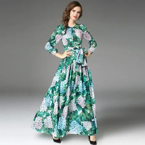 2019 осеннее подиумное Макси платье женские длинные рукава длина до пола оверсайз