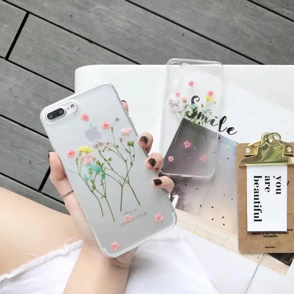 ORYKSZ Прозрачный блестящий мягкий чехол для iphone X XS MAX XR 7 6 6S 8 Plus с милым цветочным