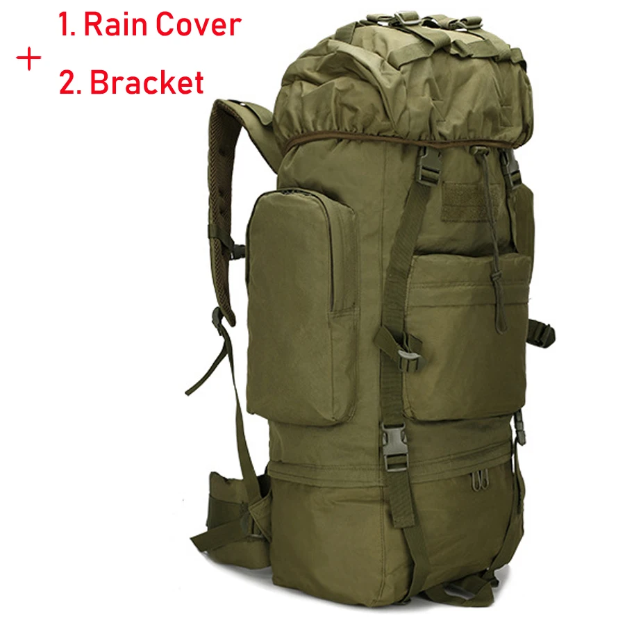 Военный Рюкзак для альпинизма 60L/65L с дождевиком улицы мужчин армейский зеленый