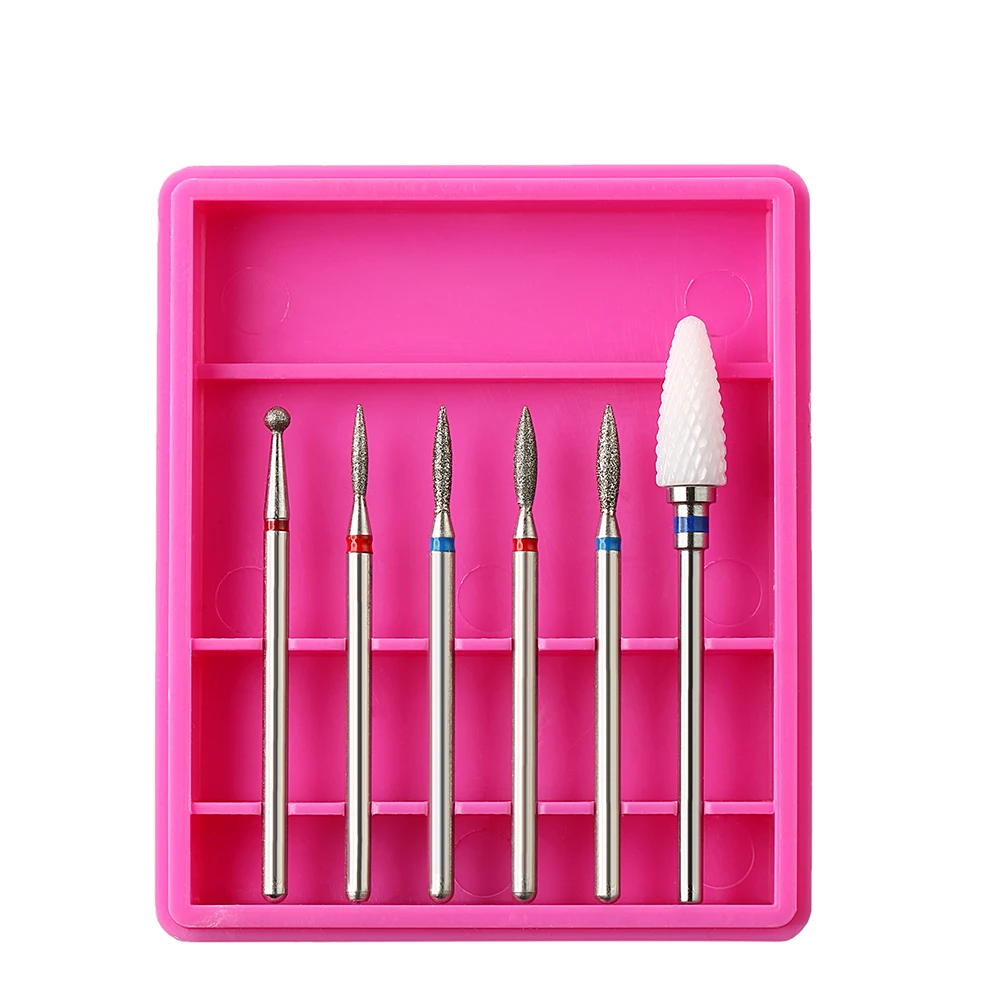 Набор электрических сверл для ногтей 6 шт. роторные Алмазные Керамические