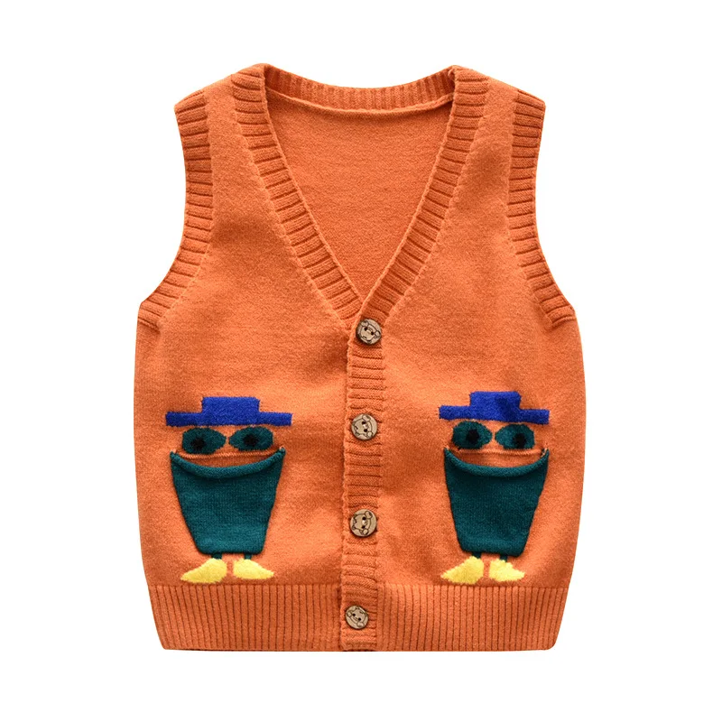 

Autumn & Winter Baby Girl Vest V-neck Sweater Vest Cartoon Kids Cardigan Sleeveless Sweaters For Girls
