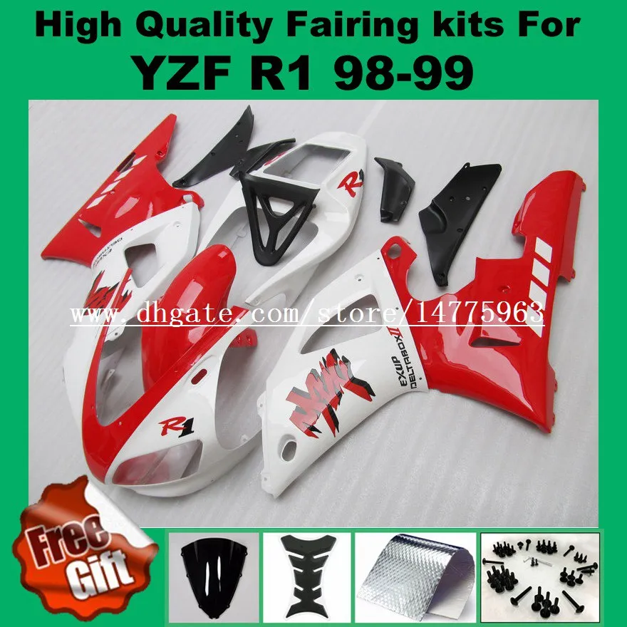 

Free screws+gifts Injection Mold For Yamaha Yzf R1 1998 1999 Red White Motorcycle Bodywork Fairings