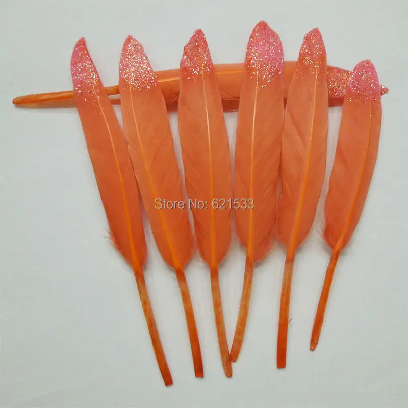 Большие партии темно-оранжевые перья утки Cocottes опущенные с блеском 50 шт./лот