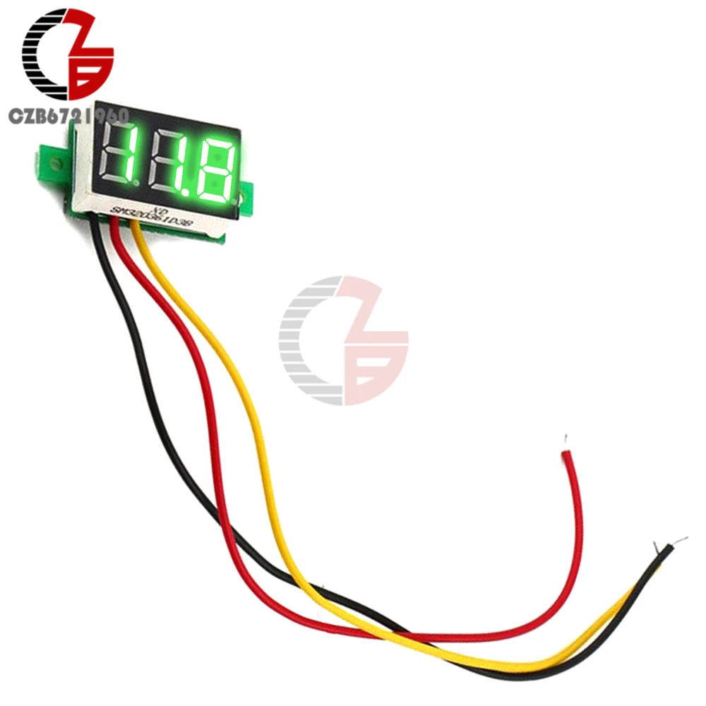 DC 0-100V Green 0,28 дюймов DC светодиодный цифровой вольтметр 0-100 в измеритель напряжения автомобильный мобильный тестер напряжения 12 В красный зеленый синий желтый - Цвет: DC 0-100V Green
