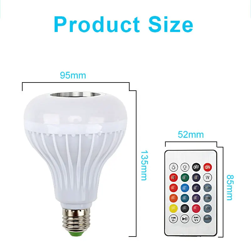 E2 7 беспроводной Bluetooth динамик + 12 Вт RGB Светодиодная лампа с 24Key 110В 220В умная