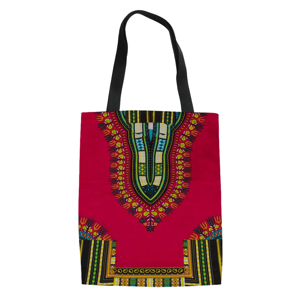 

FORUDESIGNS African Traditional Printed Women Handbags Canvas Tote Portable Travel Reusable Grocery Shopping Bag Eco Foldable