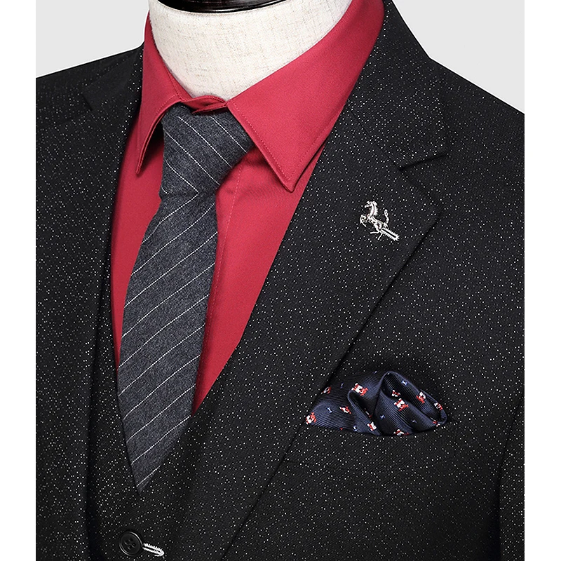 men suit new arrivals retro black wedding groom wear fashion suits set 3 pieces blazer vest pant single breasted tuxedo slim fit