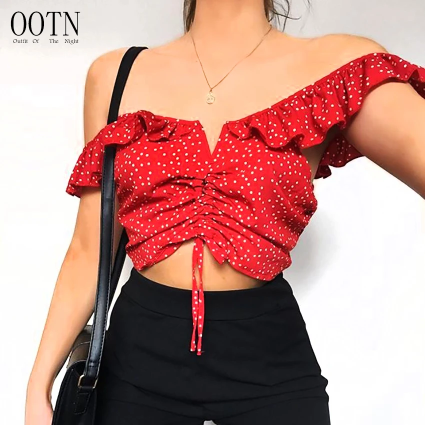 OOTN безрукавки для женщин лето 2018 горошек Туника укороченный Топ женский с