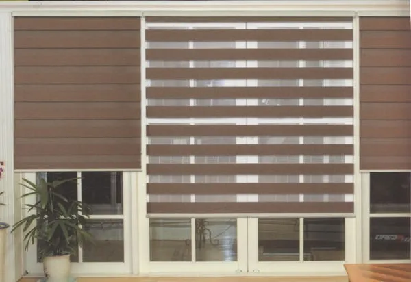 Недорогие занавески из 100% полиэстера жалюзи в темно коричневом цвете прозрачные