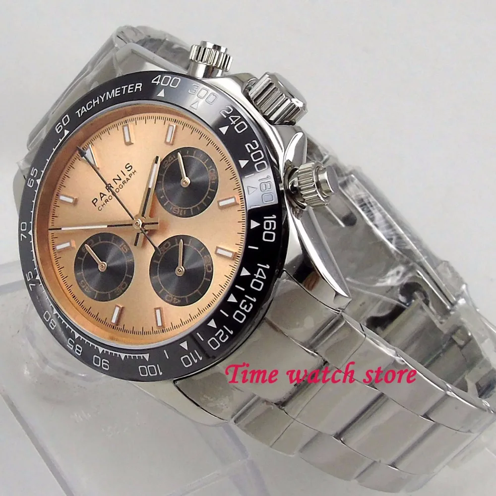 Мужские кварцевые часы PARNIS водонепроницаемые стальные золотые с циферблатом 24