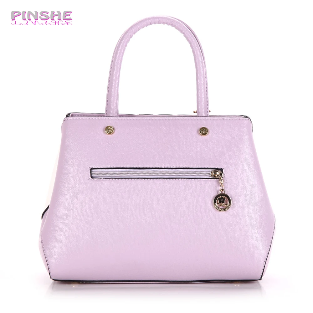 PINSHE 2017 Lady Fashion Bow flowers Stitching Pink Medium Bag Women Shoulder Messenger Bags Leather Handbag Designer | Багаж и сумки