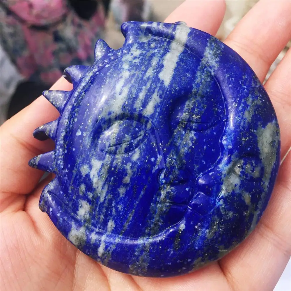 1 шт. АААА натуральный кристалл lapis carvings солнце и луна Единорог из горного хрусталя статуи украшенные рождественские подарки