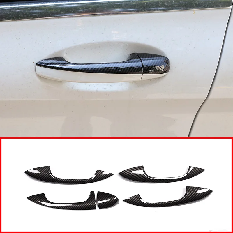 

For Mercedes Benz C Class GLC W205 2015-2021 Car Door Handle Cover Trim ABS Fiber Pattern Bright Light Exterior ​Accessories