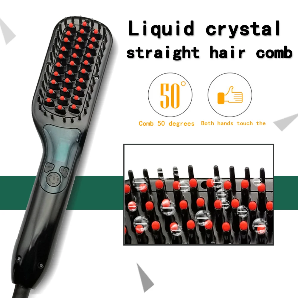 

New LCD Digital Electric Hair Straightener Brush Comb Detangling Straightening Irons Hair Brush EU/ US/ UK/AU Plug