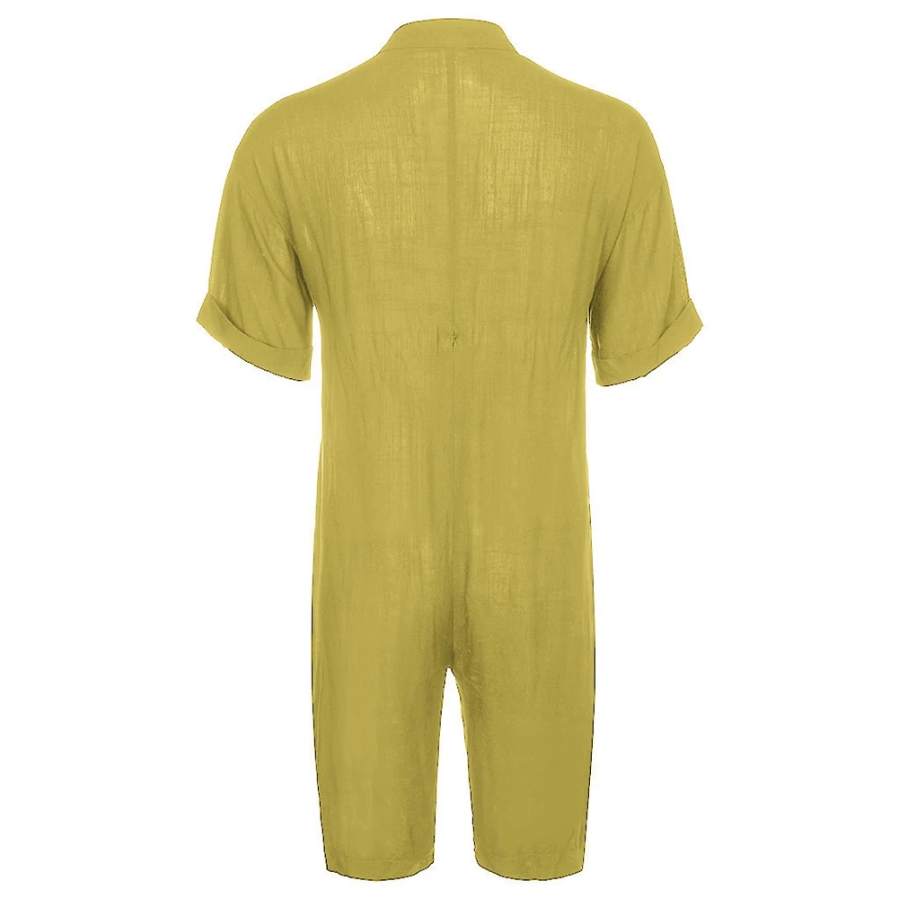 

Men Casual Oversized Loose Jumpsuit Short Sleeve Cargo Shorts Summer Playsuit H9