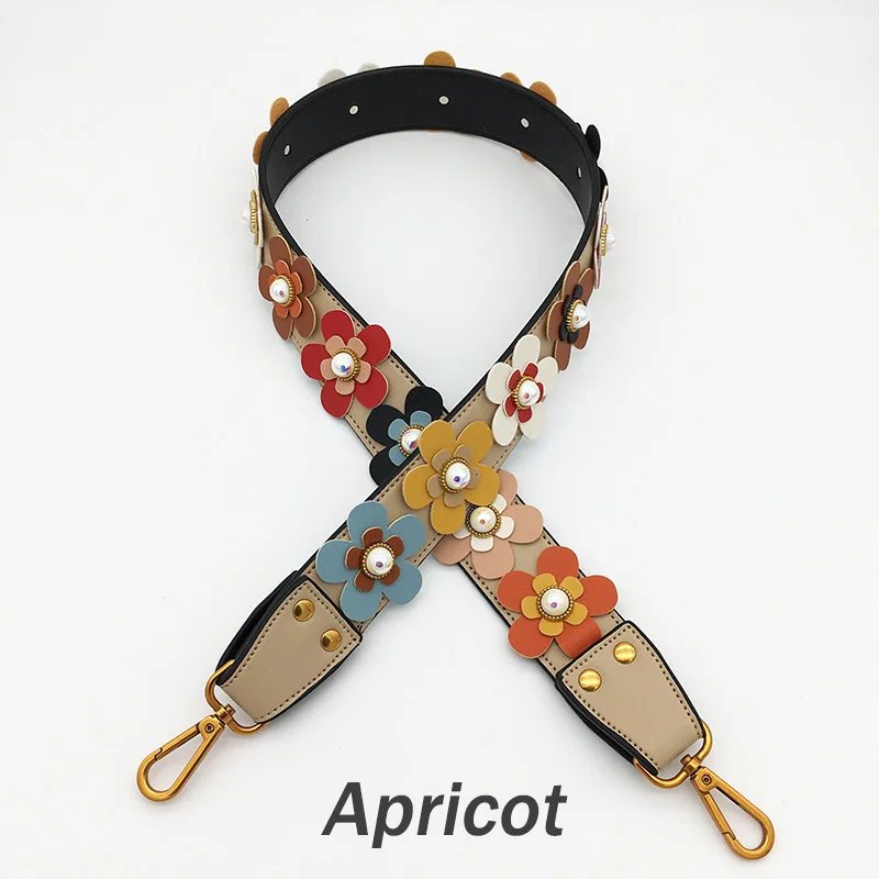 Apricot Широкая сумка через плечо с цветочным рисунком, аксессуары для сумок, ремни для разных цветов, ремни для кроссбоев, запчасти для сумок, длинный ремень - Цвет: Apricot