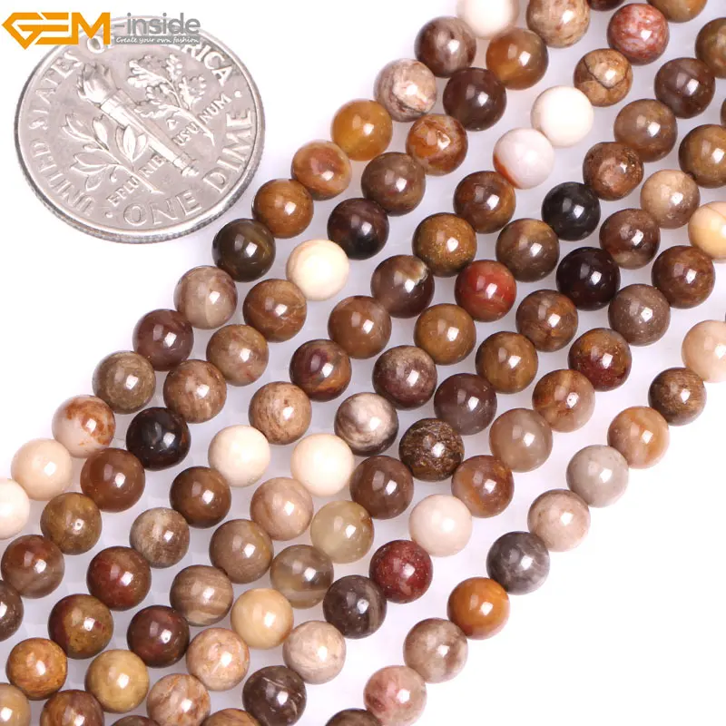 Бусины Из Натурального Коричневого и американского кремниевого дерева с