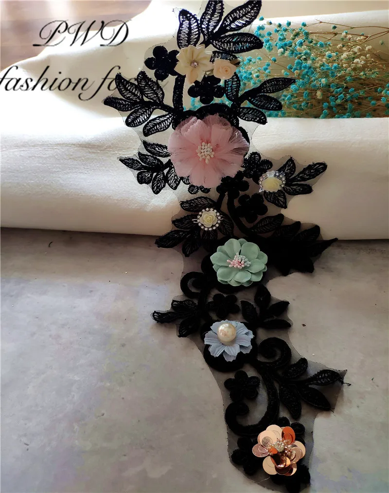 2 шт. кружевной вышитый 3d цветок из бисера|Кружево| |