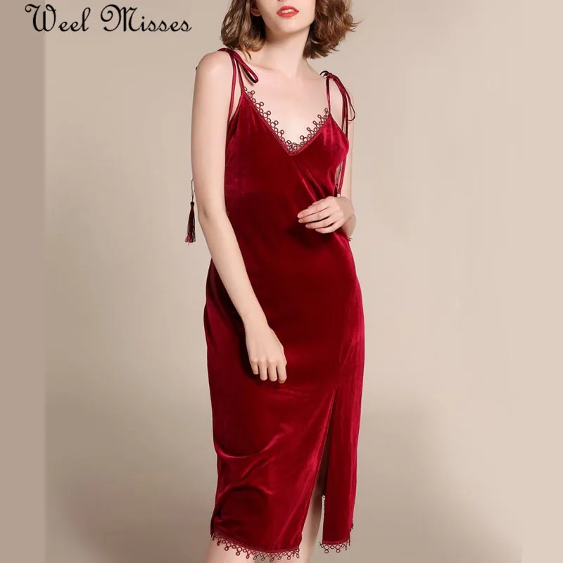 Уил Скучает Новое поступление 2017 Для женщин длинные бархатные sleepskirts Спагетти