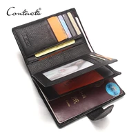 contacts genuine leather mens wallets with card holder passport cover mens purse portomonee man short wallet portfolio walet