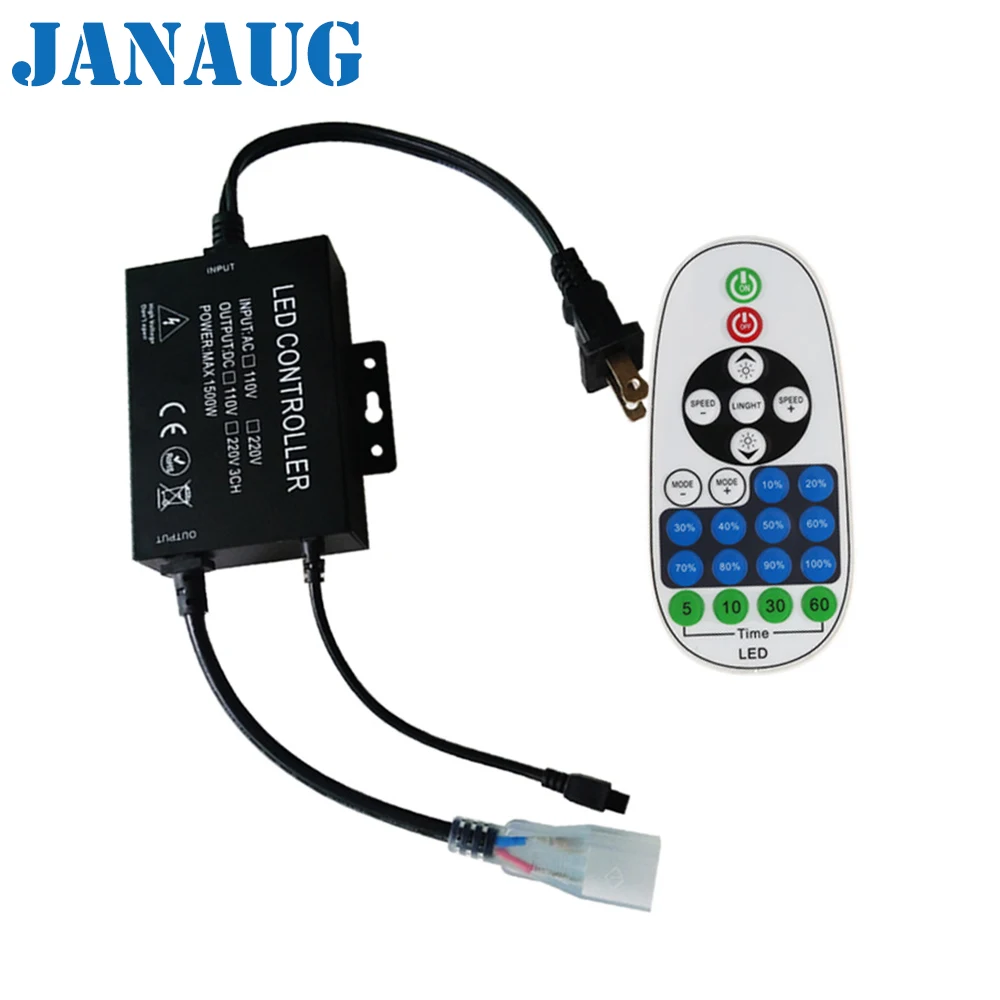LED Dimmer with remote control Metal Control Box for AC110V-220V Single Color Rope Lights | Освещение