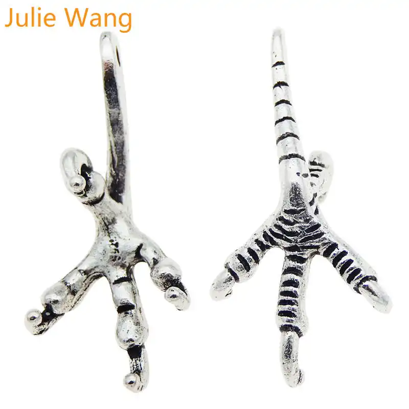 Julie Wang 10 шт. Орлан цвет под старину серебро птица коготь сплав серьги браслет