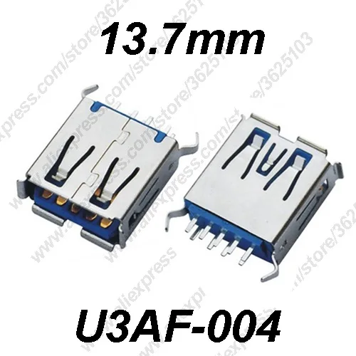 

10 шт., высокоскоростной разъем USB 13,7, 3,0 мм