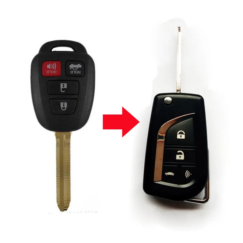 4 кнопки Модифицированная замена флип Floding дистанционного ключа оболочки чехол