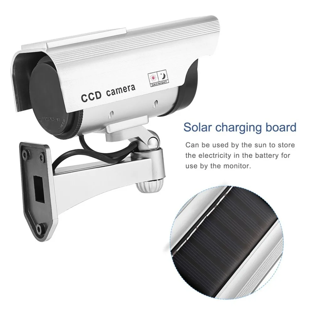 Solar Powered Fake Camera Dummy High Simulation CCTV Home Security Surveillance With Led Red Light Flashing | Безопасность и