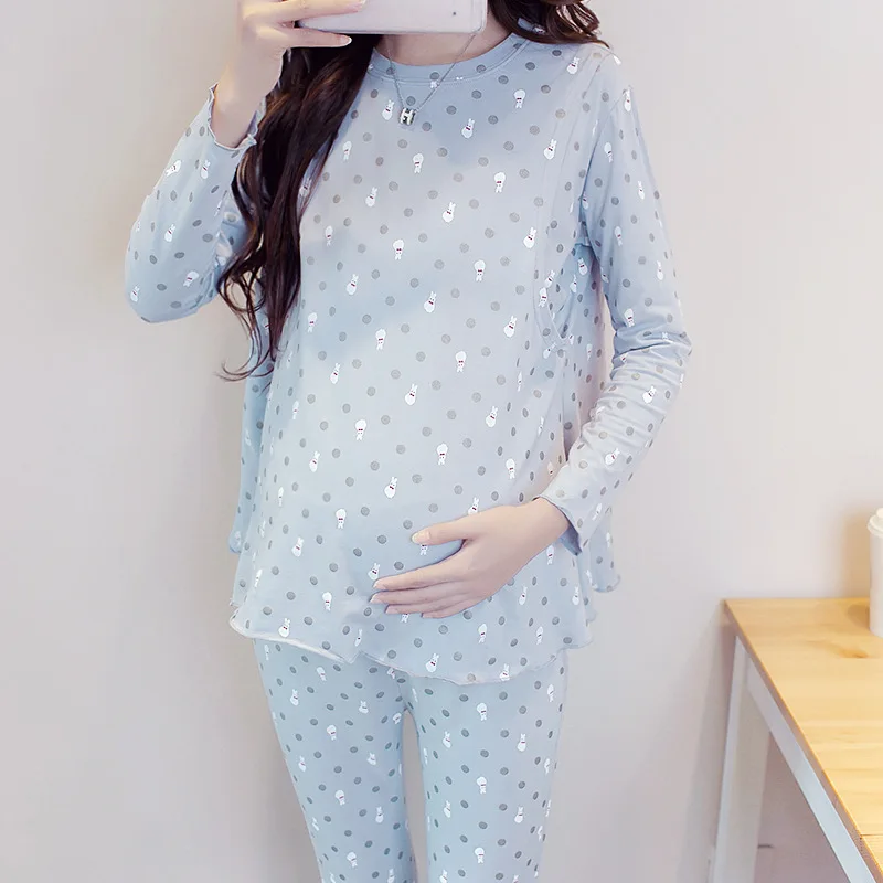 Корейская весенне осенняя Пижама для кормления Одежда беременных хлопковые топы