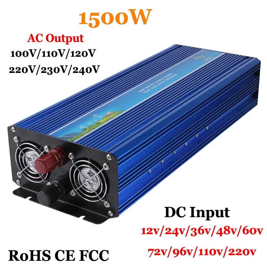 Однофазный инвертор немодулированного синусоидального сигнала 1500 Вт 12/24/36/48/DC до