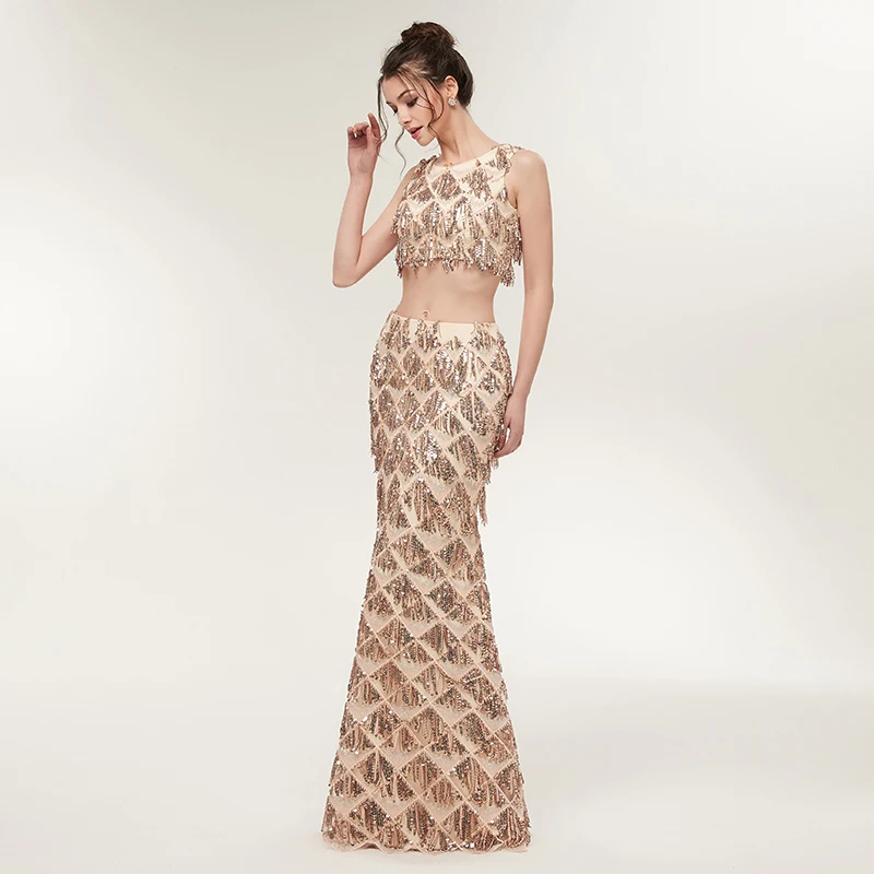 Женское платье с пайетками Forevergracedress для выпускного вечера цвета шампанского