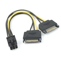 cablecccy dual two sata 15 pin male m to pci e express card 6 pin female graphics video card power cable 15cm